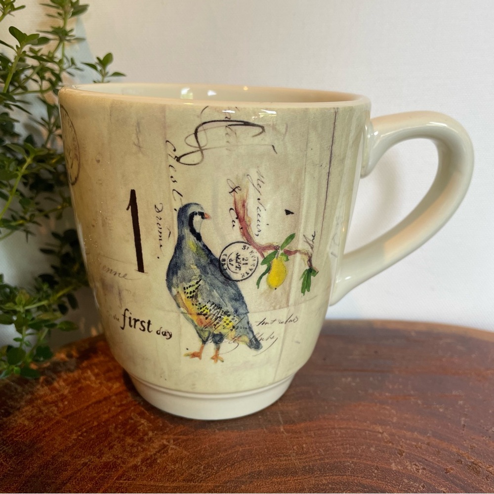 Williams Sonoma coffee mug 12 Days Christmas holiday Partridge Turtledoves